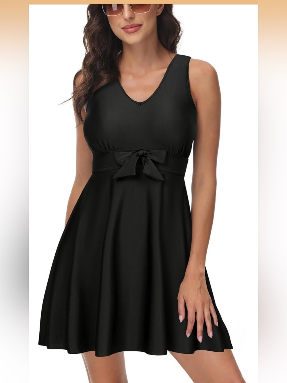 Two Piece Tummy Control Back Cross Flowy Swimdress w/Boyshorts L 1030/bb5-2